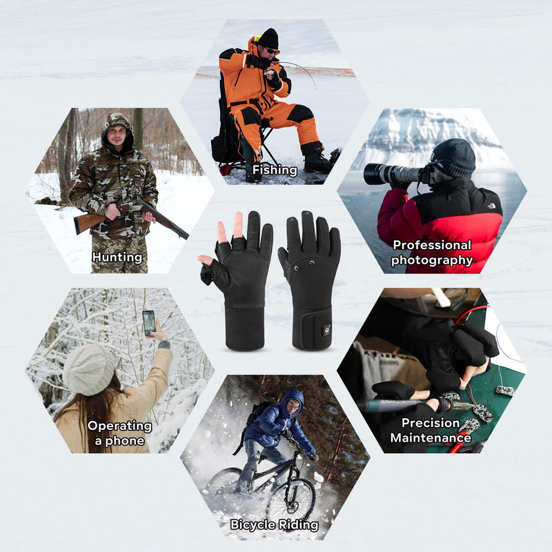 Load image into Gallery viewer, Unisex Heated Fishing Gloves – Waterproof, Finger Flip Design