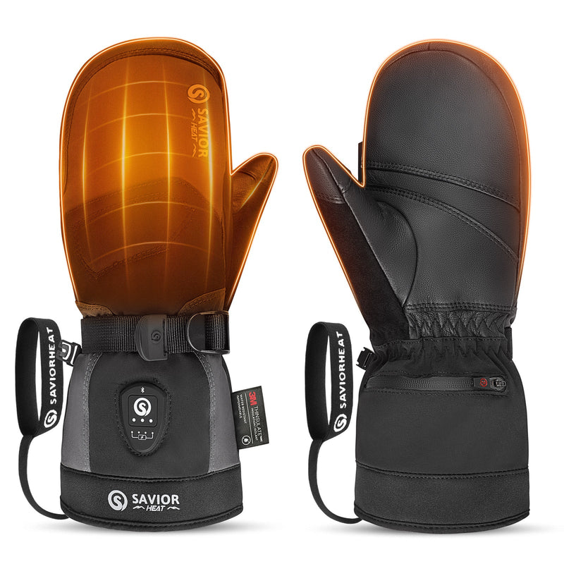 Load image into Gallery viewer, Savior Heated Ski Mittens 2.0 Upgraded  Bluetooth Control Waterproof Goatskin Palm
