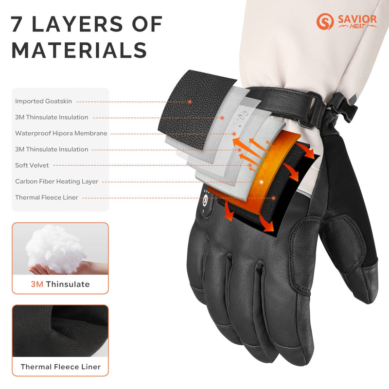 Load image into Gallery viewer, Savior Heated Ski Gloves 2.0 – Bluetooth &amp; Waterproof Goatskin
