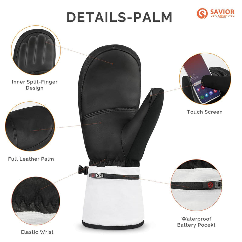 Load image into Gallery viewer, Savior Heated Ski Mittens 2.0 3000mAh Battery Fast Charging Waterproof Sheepskin Material
