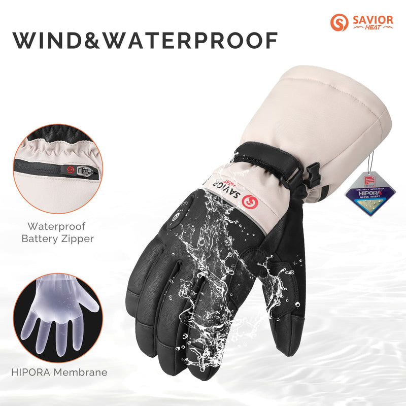 Load image into Gallery viewer, Savior Heated Ski Gloves 2.0 – Bluetooth &amp; Waterproof Goatskin
